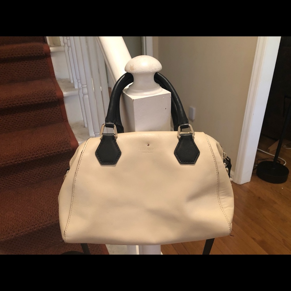 Cream and Black Kate Spade Satchel Handbag